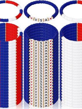 Patriotic 72-Piece 4th of July Beaded Bracelets Bulk Set